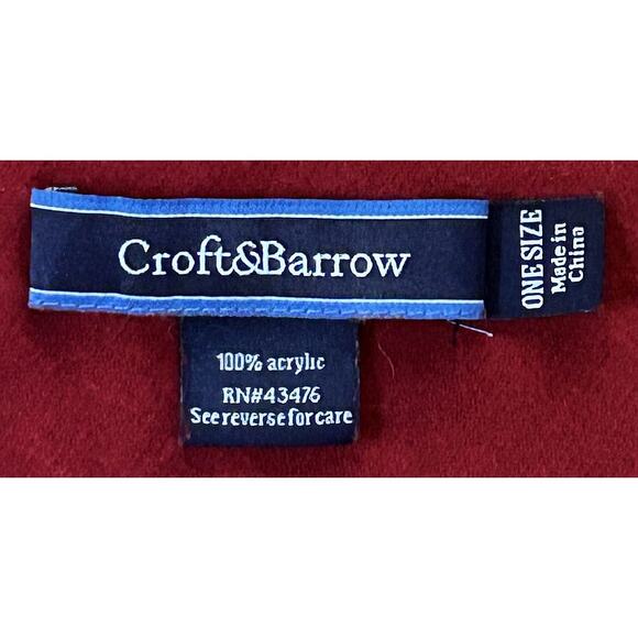 Croft & Barrow Tasseled Christmas Red Scarf One Size Fits All - Picture 4 of 4
